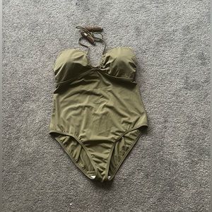 Olive Green Strapless One-Piece Swimsuit